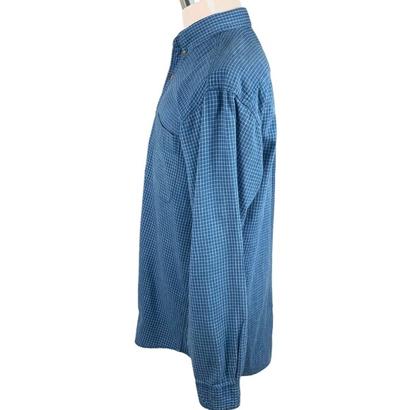 St Johns Bay Button Up Long Sleeve Shirt Blue Check Button-down Size MT ML - Picture 6 of 8